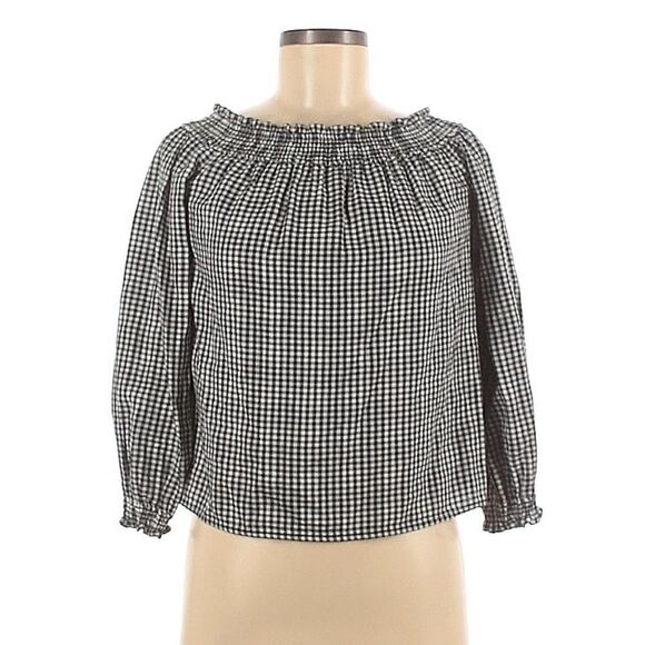 Rag & Bone Drew Gingham Off the shoulder blouse XS - Picture 3 of 7